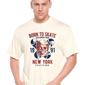 'Born to Skate 1991 New York' graphic t-shirt in white, bamboo cotton fabric