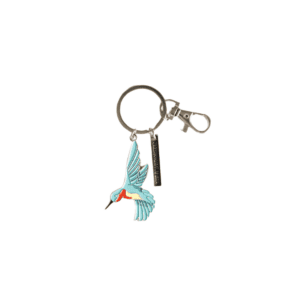 Silver hummingbird keyring with metal charm design