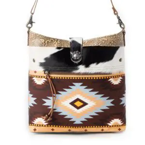 Rust Myra Wovenstone western shoulder bag with Aztec woven panel