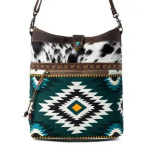 Green Myra Wovenstone western shoulder bag with Aztec woven panel