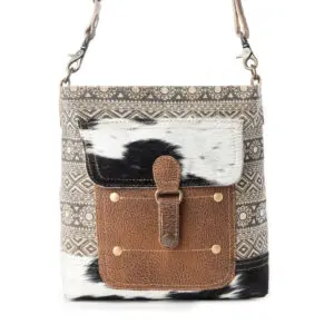 Olive Myra Tribal Pony western crossbody bag with hairon flap and Aztec print