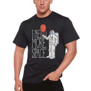 'I Need More Space' bamboo cotton graphic t-shirt in black